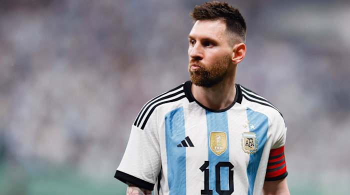 Lionel Messi playing in a friendly